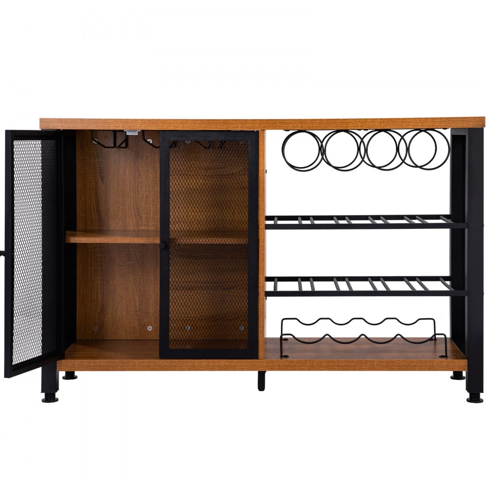 VEVOR Gabinete de Bar Industrial Capacidad 330lbs Gabinetes de Bar 120x34,5x76,2cm Gabinete de Barra de Vino con Soportes para Copas de Vino Puerta de Malla Metálica para Cocina, Dormitorio y Estudio