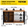 VEVOR Gabinete de Bar Industrial Capacidad 330lbs Gabinetes de Bar 120x34,5x76,2cm Gabinete de Barra de Vino con Soportes para Copas de Vino Puerta de Malla Metálica para Cocina, Dormitorio y Estudio