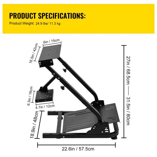 VEVOR Soporte de Volante de Carrera para Logitech G920 Soporte Plegable Negro