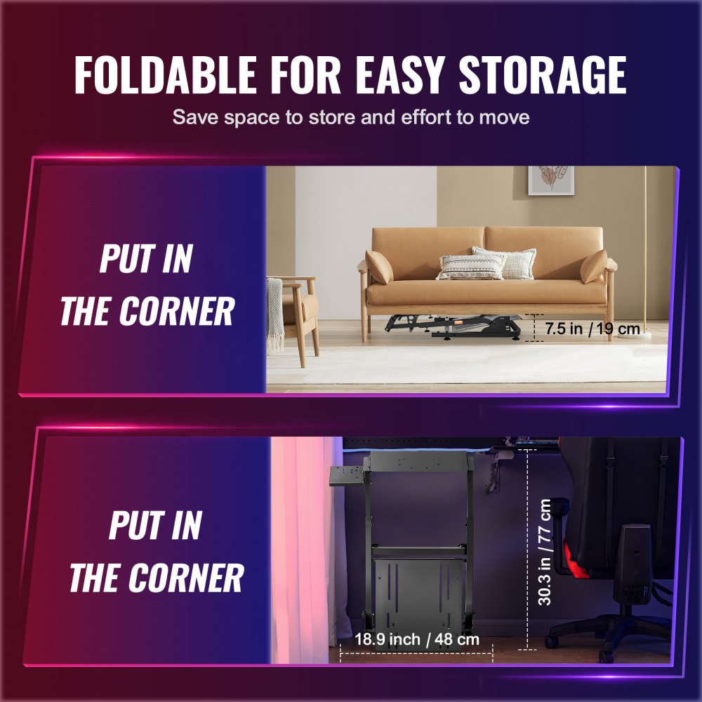 VEVOR 57 x 49 cm Soporte para Volante Soporte de Volante Universal Plegable G25 G27 G29 G920 Wheel Stand Pro Compatible con Fanatec, Simcube, Thrustmaster, Logitech G25 G27 G29 y G920 Wheel Stand Pro