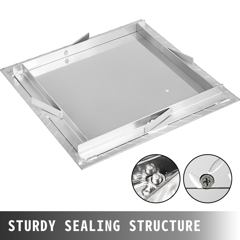 VEVOR Tapa para Arqueta 40 x 40 cm Tapa Pozo de Placa de Acero Galvanizado, Marco de 47 x 47 cm Cubierta Adecua Cisterna Tapa de Cisterna con Altura de 4 cm y Color Plata, para Piso Interior de Barco