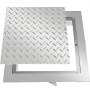 VEVOR Tapa para Arqueta 40 x 40 cm Tapa Pozo de Placa de Acero Galvanizado, Marco de 47 x 47 cm Cubierta Adecua Cisterna Tapa de Cisterna con Altura de 4 cm y Color Plata, para Piso Interior de Barco