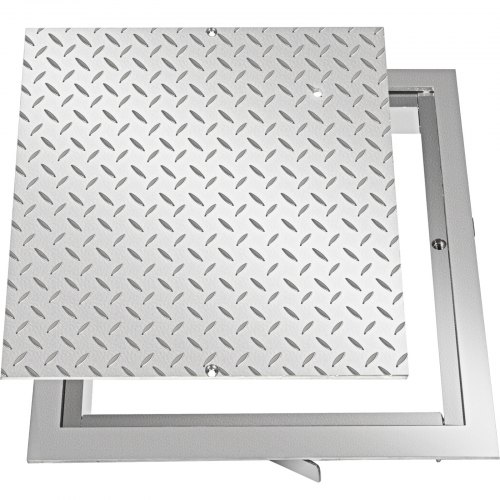 VEVOR Tapa para Arqueta 50 x 50 cm Tapa Pozo de Placa de Acero Galvanizado, Marco de 57 x 57 cm Cubierta Adecua Cisterna Tapa de Cisterna con Altura de 4 cm y Color Plata, para Piso Interior de Barco