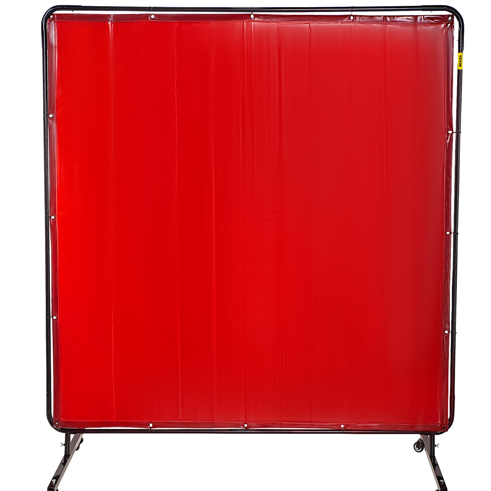 VEVOR Cortinas de Soldadura Pantallas de Soldadura Vinilo Ignífugo de 6 \'x 6\' (183cm x 183cm) con Marco Rojo