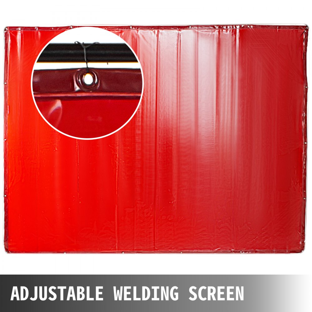 VEVOR Cortina de Soldadura 183 x 244 cm Cortina de Protección para Soldadura con 4 Ruedas, Material de Vinilo Resistente a Llamas, Cortina de Soldar con Alta Protección UV contra Chispas, Color Rojo
