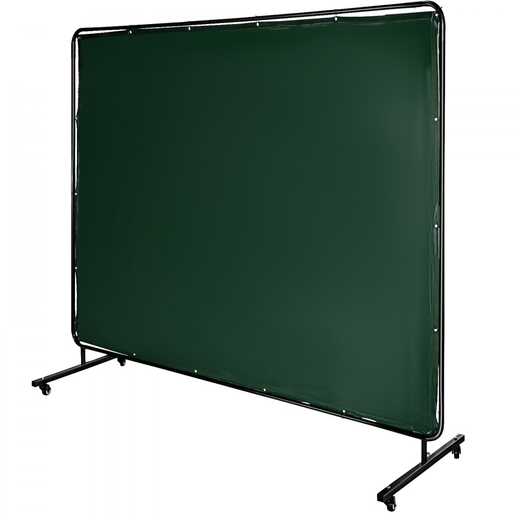 VEVOR Cortina de Soldadura 183x244 cm Cortina de Protección para Soldadura con 4 Ruedas, Material de Vinilo Resistente a Llamas Cortina de Soldar con Alta Protección contra Chispas, Color Verde Oscuro