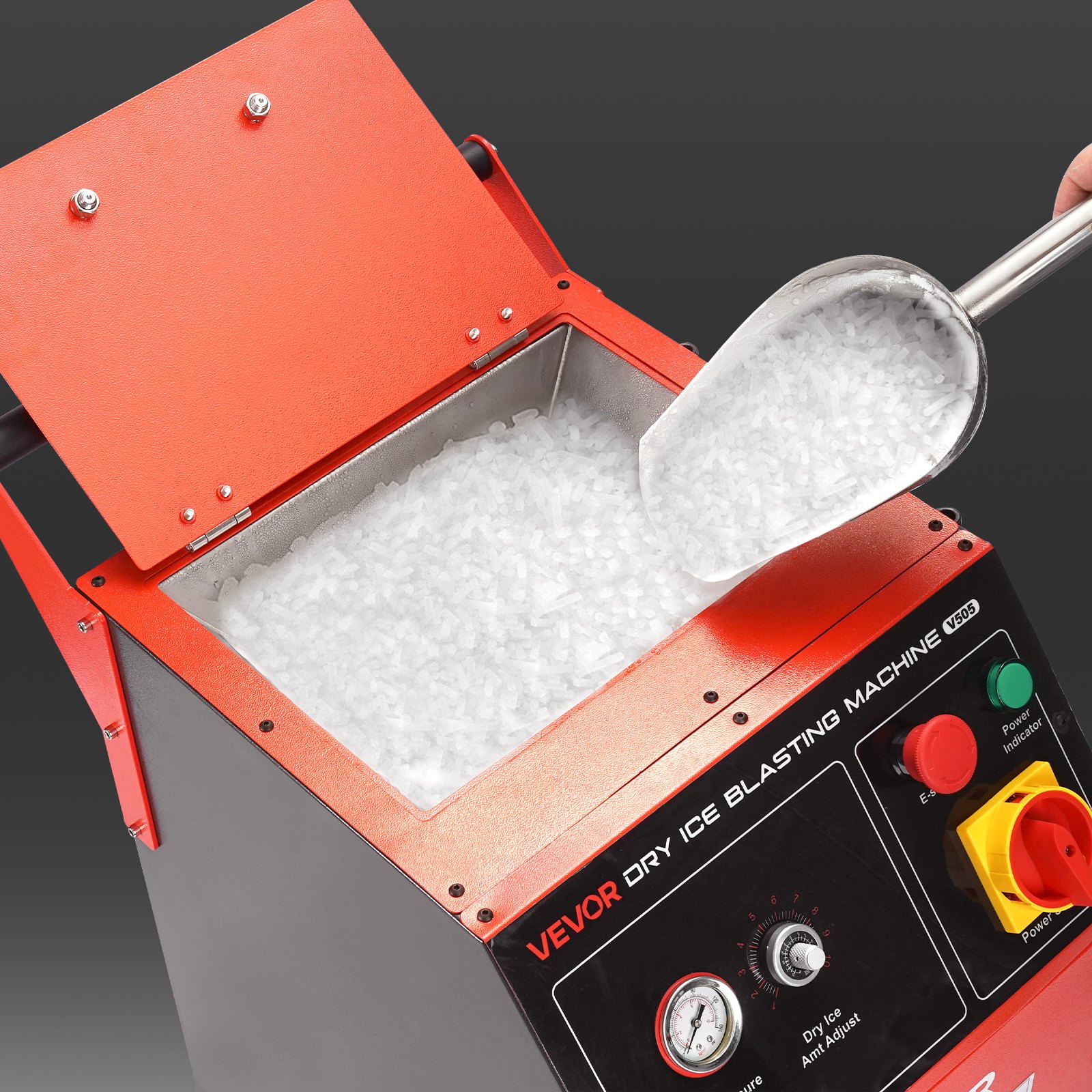 VEVOR Máquina de Limpieza con Hielo Seco, Capacidad de 5 kg, con 4 Boquillas, Presión y Cantidad de Hielo Seco Ajustables, para Aplicaciones Automotrices, Navales, de Aviación y Químicas, Negro