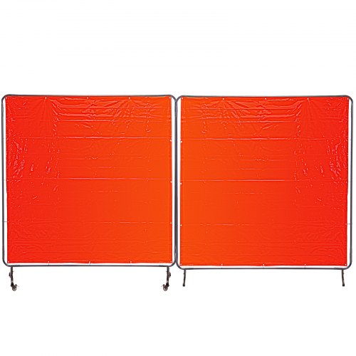 VEVOR Cortina de Protección para Soldadura con 3 Paneles, 183 x 183 cm, Manta de Protección de Soldadura de Vinilo Ignífugo, Roja, Pantalla de Soldadura con Marco, Ruedas y Bridas contra Rayos Dañinos