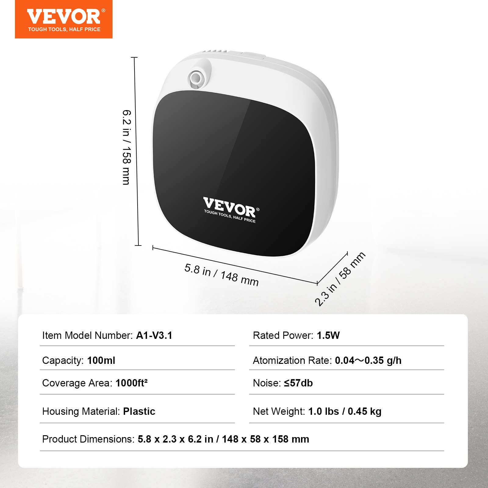 VEVOR Fragrance Air Machine, 100 ml Bluetooth Smart Diffuser for Essential Oils, Waterless Fragrance Diffuser with Cool Air Technology, Aromatherapy Diffuser Machine for Home, Office, Hotel, Spa