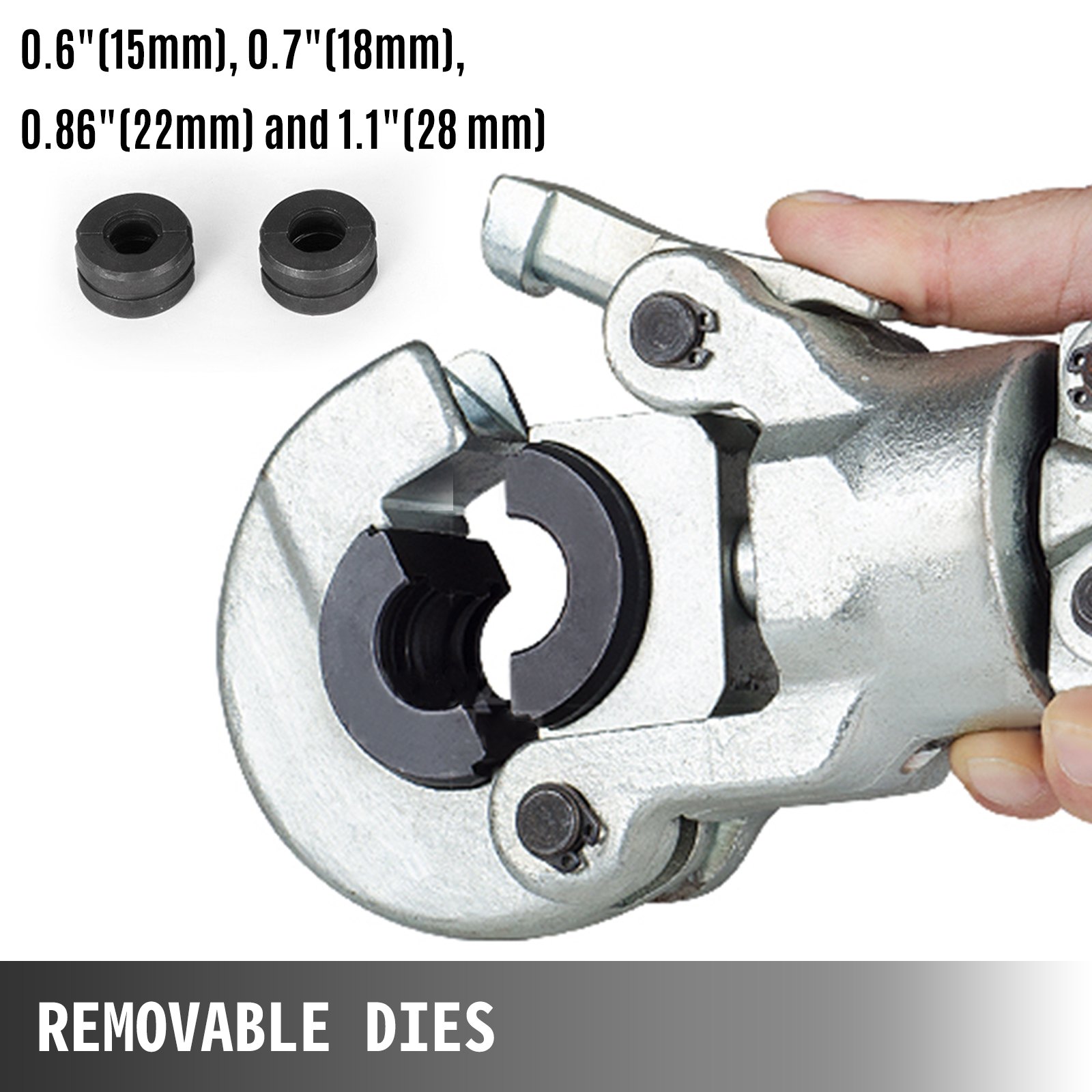 VEVOR Alicates Prensadores de Tuberías 15, 18, 22, 28 mm, Alicate Hidráulico 15-28 mm, Alicates para Tubería 6 T, Alicate Profesional para Tubería, con Sistema Hidráulico Separable