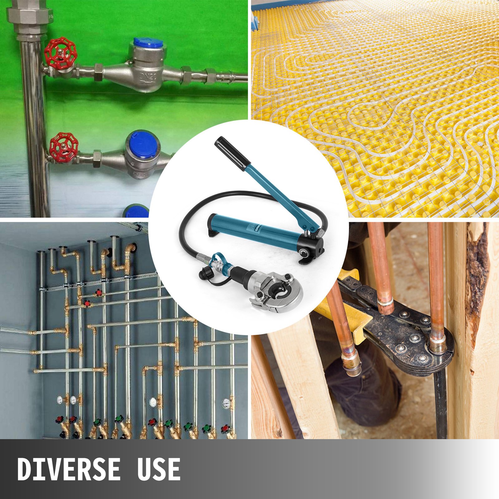 VEVOR Alicates Prensadores de Tuberías 15, 18, 22, 28 mm, Alicate Hidráulico 15-28 mm, Alicates para Tubería 6 T, Alicate Profesional para Tubería, con Sistema Hidráulico Separable