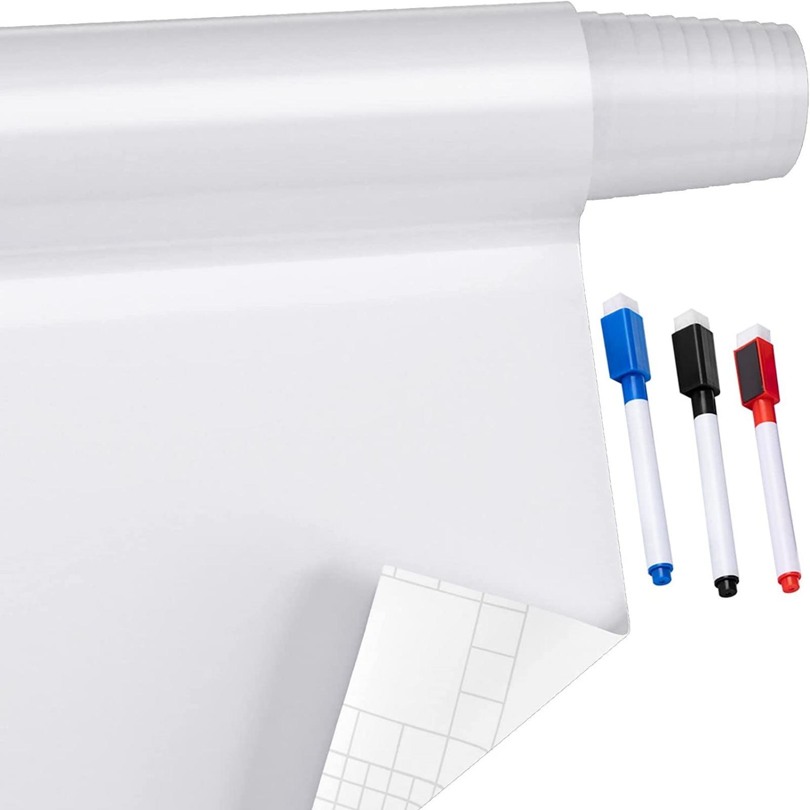 VEVOR Pizarra Blanca Papel de Borrado en Seco 6x4 pies Pizarra Pared Adhesiva con 3 Marcadores Papel de Pizarra Blanca Gruesa Material de PET, Fácil de Escribir y Borrar para Oficina, Hogar o Escuela