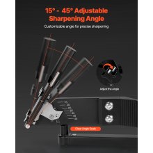 VEVOR Afilador de Cuchillas para Cortacésped Ajustable de 15°-45° Ancho 7-14 cm