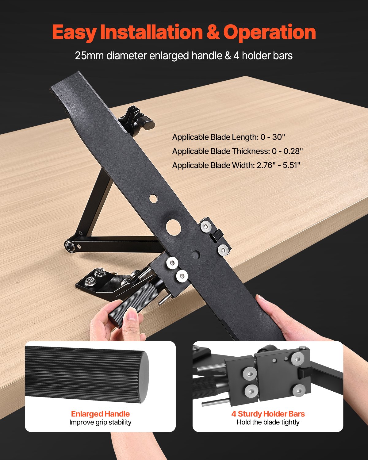 VEVOR Afilador de Cuchillas para Cortacésped Ajustable de 15° a 45° con 4 Pines Adaptadores Diseño de Rodamiento de Bolas Mango Ampliado de 25 mm Compatible con la Mayoría de Amoladoras Angulares