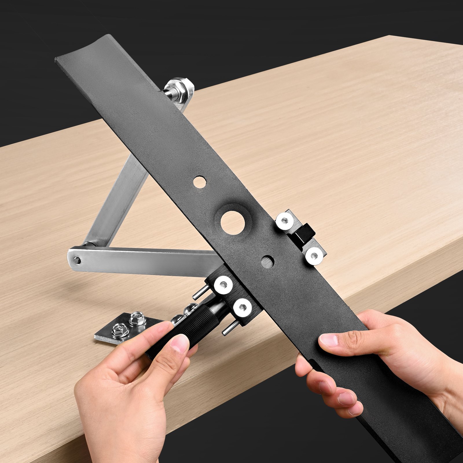 VEVOR Afilador de Cuchillas para Cortacésped con Equilibrador Ajustable de 15°-45° 4 Pines Adaptadores Rodamientos de Bolas Mango Ampliado de 25 mm Compatible con la Mayoría de Amoladoras Angulares