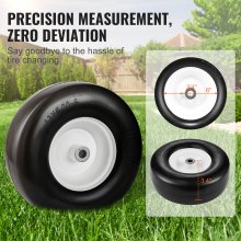 VEVOR Neumáticos para Cortacésped con Llanta 2 Piezas Neumáticos para Tractor sin Cámara 330x127-152 mm Neumáticos de PU sin Pinchazos Centrado en Cubo 82,6-150 mm 20 Adaptadores para Cortacésped