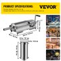 VEVOR Embutidora de Salchichas 7,8 L Horizontal Manual con 5 Tubos 2 Velocidad