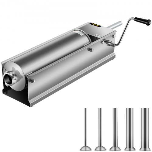 VEVOR Embutidora de Chorizos Horizontal de Acero Inoxidable 7L Llenadora Manual de Salchichas para Hacer Salchichas Chorizo Hot Dogs Bratwurst Adecuado Tanto para Uso Doméstico Como Comercial
