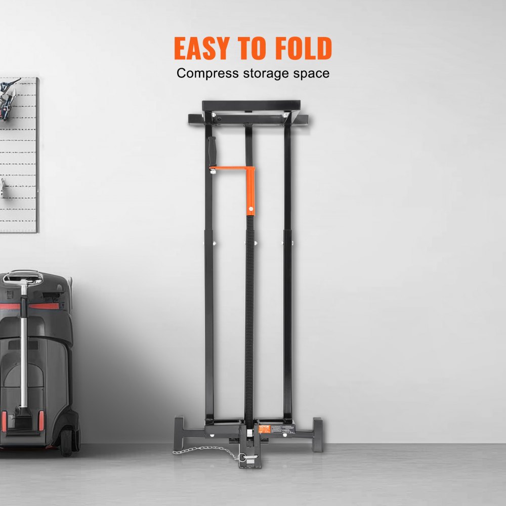 VEVOR Gato Elevador para Cortacésped, Carga de 399,1 kg, Gato Telescópico de Mantenimiento con Manivela y Mango para Herramientas Eléctricas, para Tractores de Césped y Tractores de Jardín, Negro