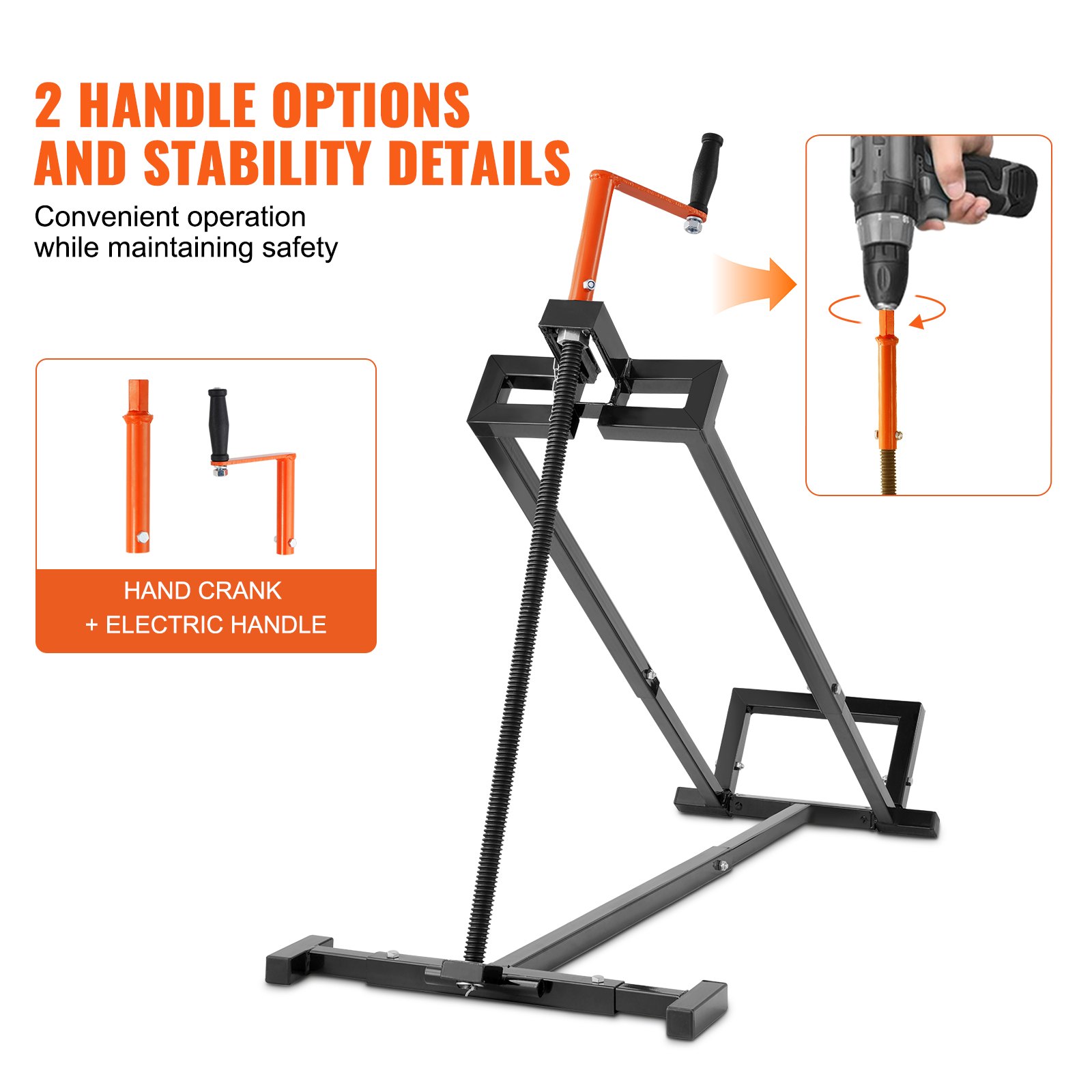 VEVOR Gato Elevador para Cortacésped, Carga de 399,1 kg, Gato Telescópico de Mantenimiento con Manivela y Mango para Herramientas Eléctricas, para Tractores de Césped y Tractores de Jardín, Negro