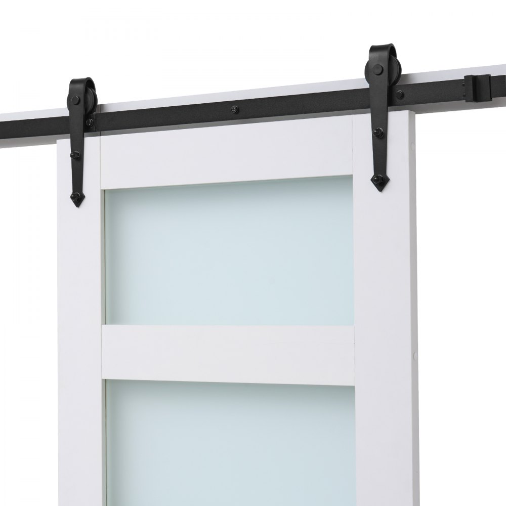 VEVOR Puerta Corrediza de Granero, Panel de la Puerta de MDF y Vidrio 813 x 2134 mm con Kit de Herrajes, Superficie de PVC Impermeable y Marco en H, Deslizamiento Suave para Sala de Estar y Baño