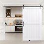 VEVOR Puerta Corrediza de Granero, Panel de la Puerta de MDF 1219 x 2134 mm con Kit de Herrajes, Superficie de PVC Impermeable, Marco en H, Deslizamiento Suave y Silencioso para Sala de Estar y Baño