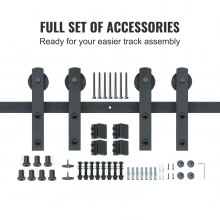 VEVOR Kit de Herrajes para Puertas Corredizas de Granero Riel para Puerta Corrediza de 244 cm para Puertas Dobles Ancho 1,12-1,32 m Espesor 32-45 mm Carga de 150 kg Polea Silenciosa Forma I para Hogar