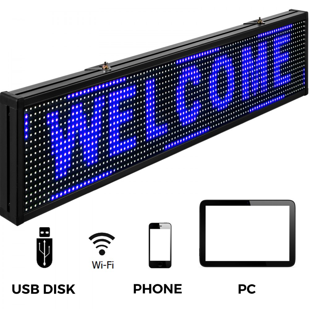 Vevor Letrero Wifi Brillante Azul Deslizante Letrero Luminoso Led 38" X 6,5" P10