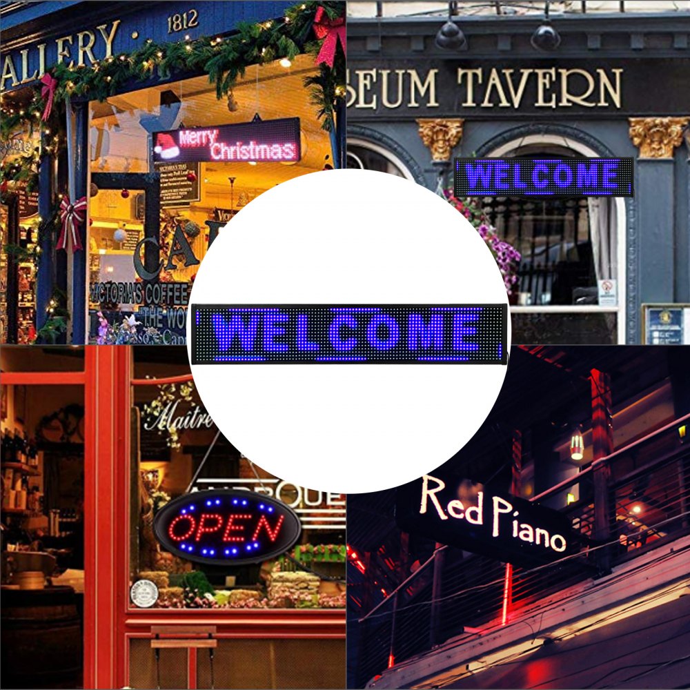 Vevor Letrero Wifi Brillante Azul Deslizante Letrero Luminoso Led 38" X 6,5" P10