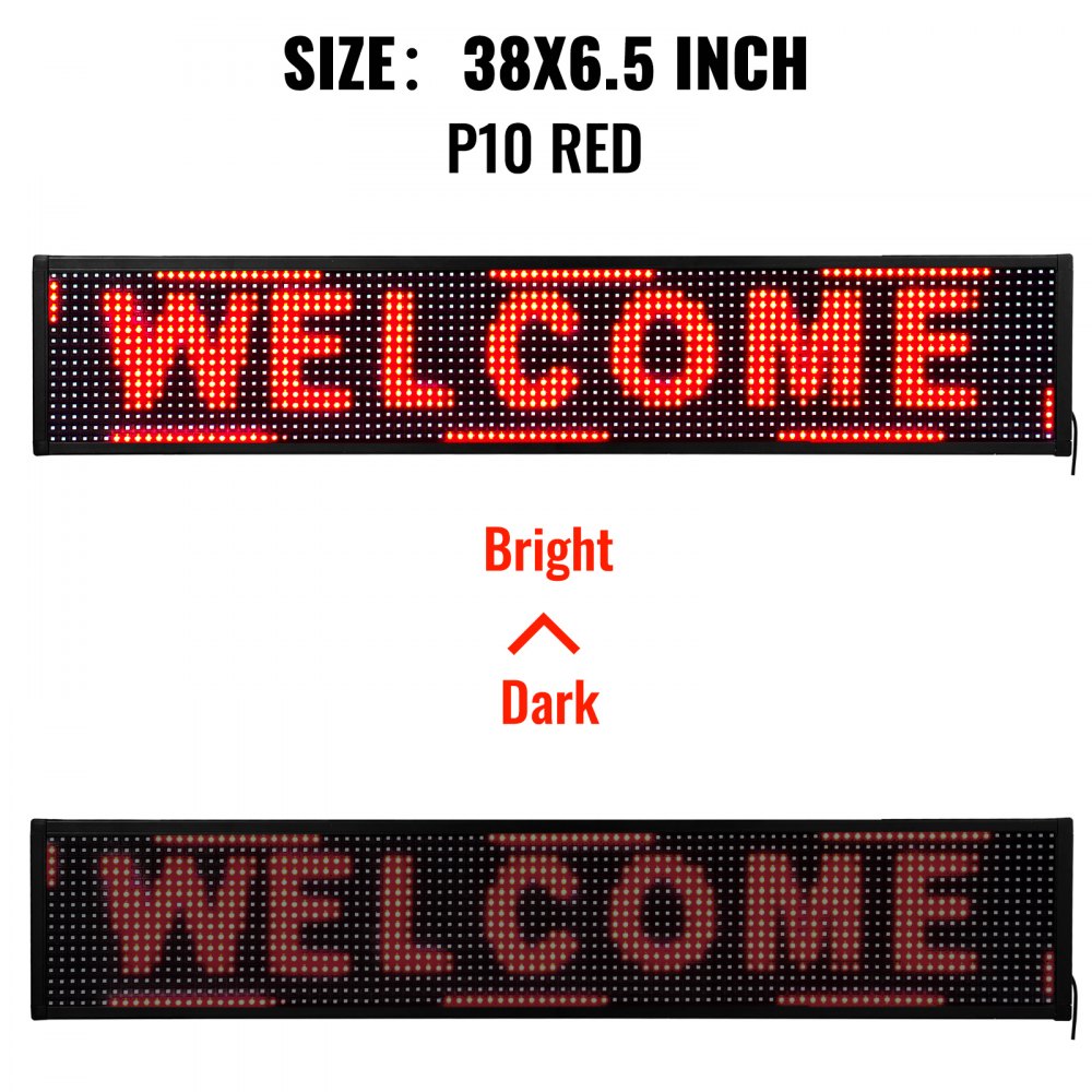Vevor Letrero Wifi Brillante Rojo Deslizante Letrero Luminoso Led 38" X 6,5" P10
