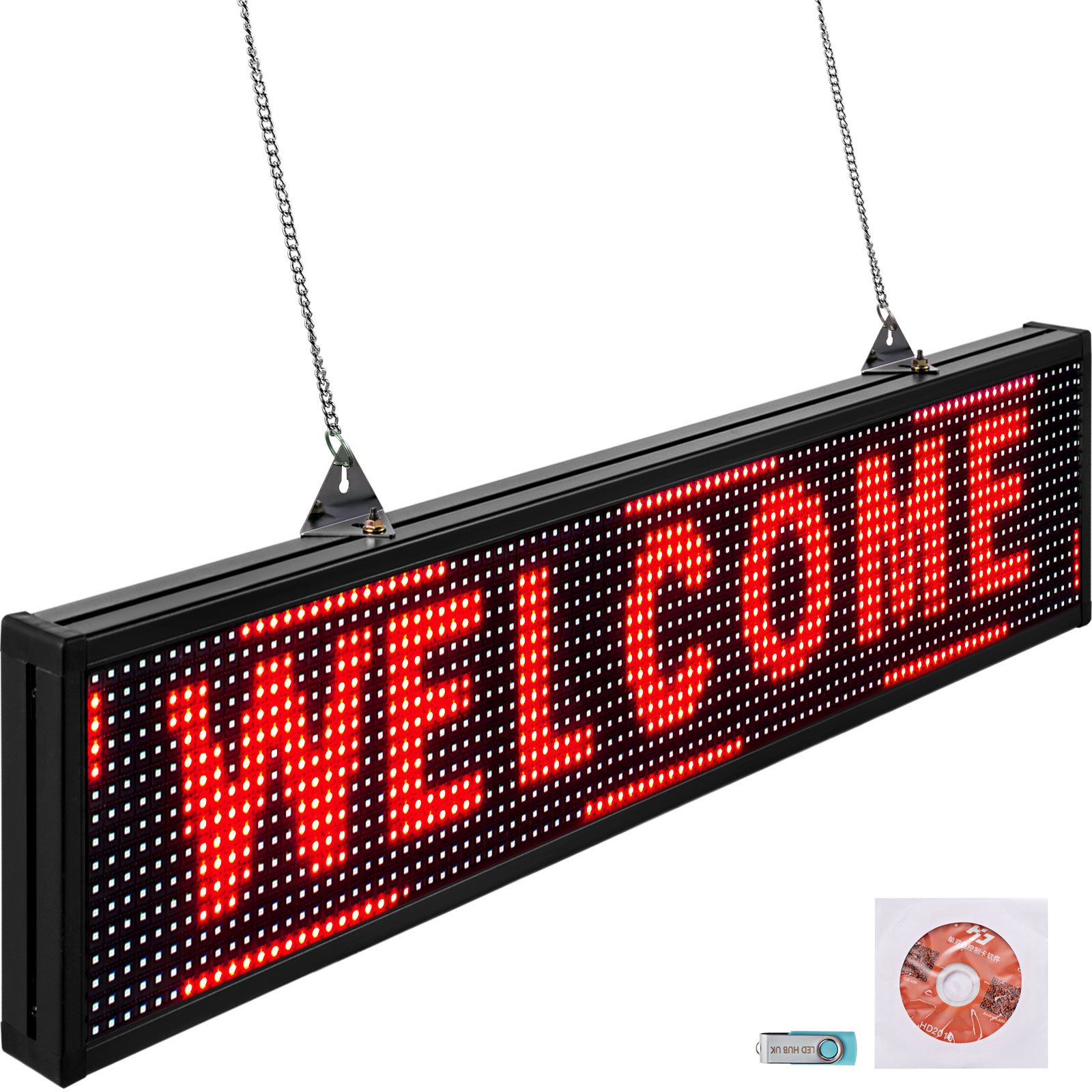Vevor Letrero Wifi Brillante Rojo Deslizante Letrero Luminoso Led 38" X 6,5" P10