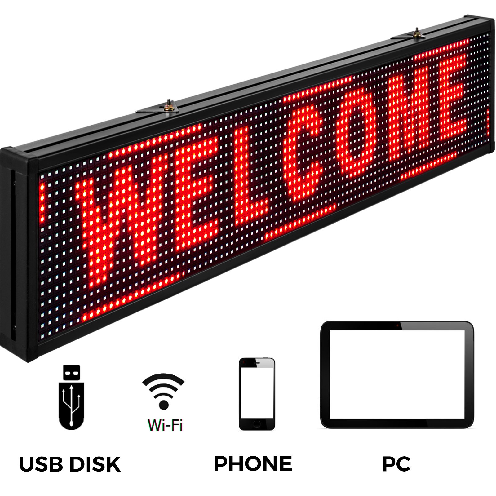 Vevor Letrero Wifi Brillante Rojo Deslizante Letrero Luminoso Led 38" X 6,5" P10