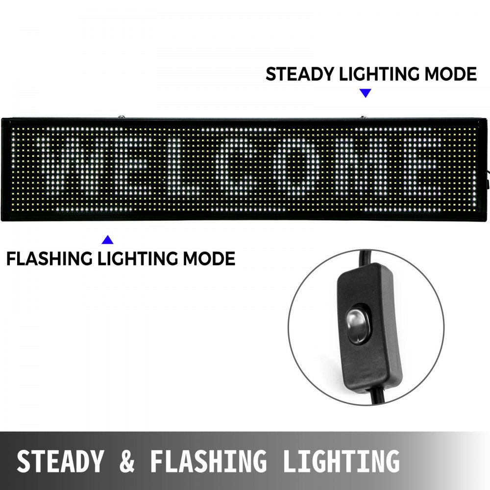 Letrero De Desplazamiento Led Mensaje Blanco 100x20cm 2 Modos Para Publicidad