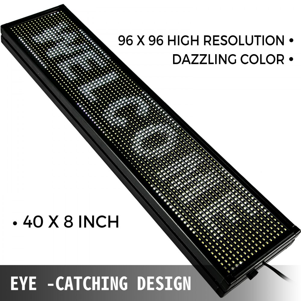 Letrero De Desplazamiento Led Mensaje Blanco 100x20cm 2 Modos Para Publicidad