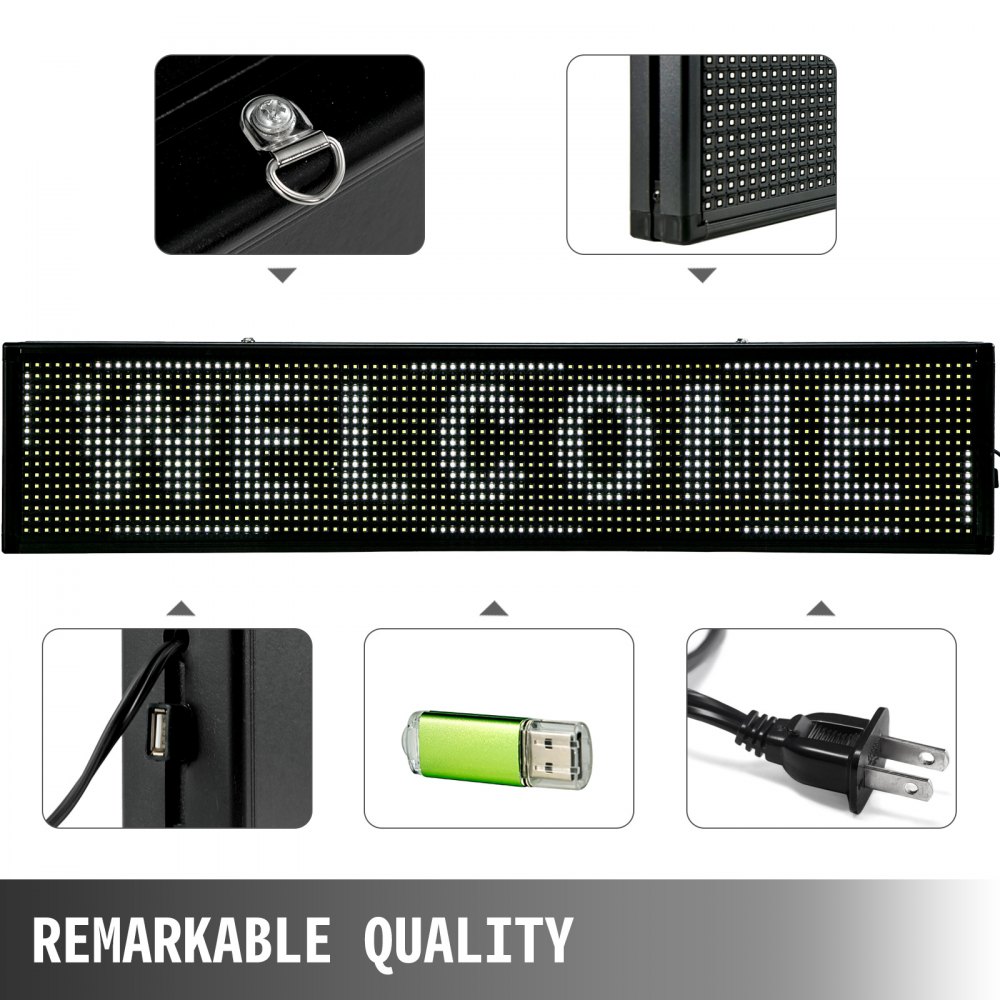 Letrero De Desplazamiento Led Mensaje Blanco 100x20cm 2 Modos Para Publicidad
