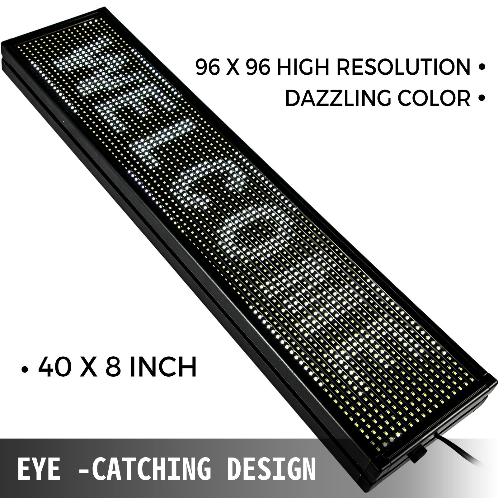Letrero De Desplazamiento Led Mensaje Blanco 100x20cm 2 Modos Para Publicidad