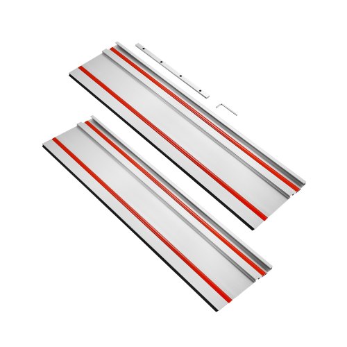 VEVOR Riel Guía para Sierra de Mesa 2 Rieles Guía de Aluminio Extruido de 698,5 mm y 1 Conector, Rango de Corte de 1397 mm Compatible con Sierras de Mesa Makita, Festool y WEN para Carpintería
