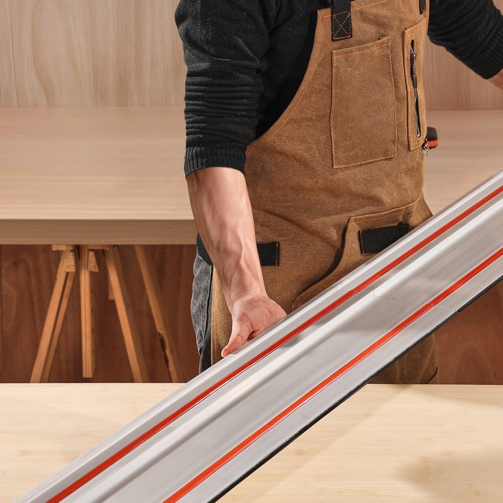 VEVOR Riel Guía para Sierra de Mesa 2 Rieles Guía de Aluminio Extruido de 698,5 mm y 1 Conector, Rango de Corte de 1397 mm Compatible con Sierras de Mesa Makita, Festool y WEN para Carpintería