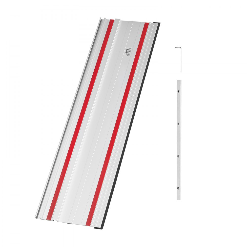 VEVOR Riel Guía para Sierra de Mesa, Rango de Corte de 139,7 cm, Incluye 2 Rieles Guía de Aluminio Extruido de 698,5 mm y 1 Conector, para Makita, Festool y WEN, para Proyectos de Carpintería