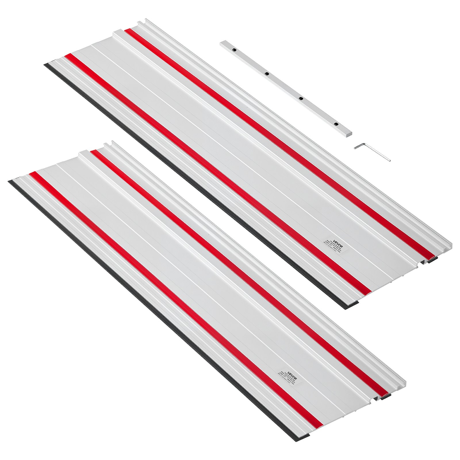 VEVOR Riel Guía para Sierra de Mesa, Rango de Corte de 139,7 cm, Incluye 2 Rieles Guía de Aluminio Extruido de 698,5 mm y 1 Conector, para Makita, Festool y WEN, para Proyectos de Carpintería