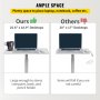 VEVOR Escritorio móvil para computadora portátil de 65x48cm Escritorio ajustable para computadora con grosor de 15mm Mesa auxiliar ajustable en Altura Neumático