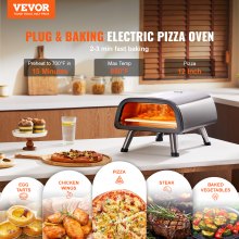 VEVOR Horno de Pizza Eléctrico para Encimera 1800 W 589 x 364 x 279 mm Plata