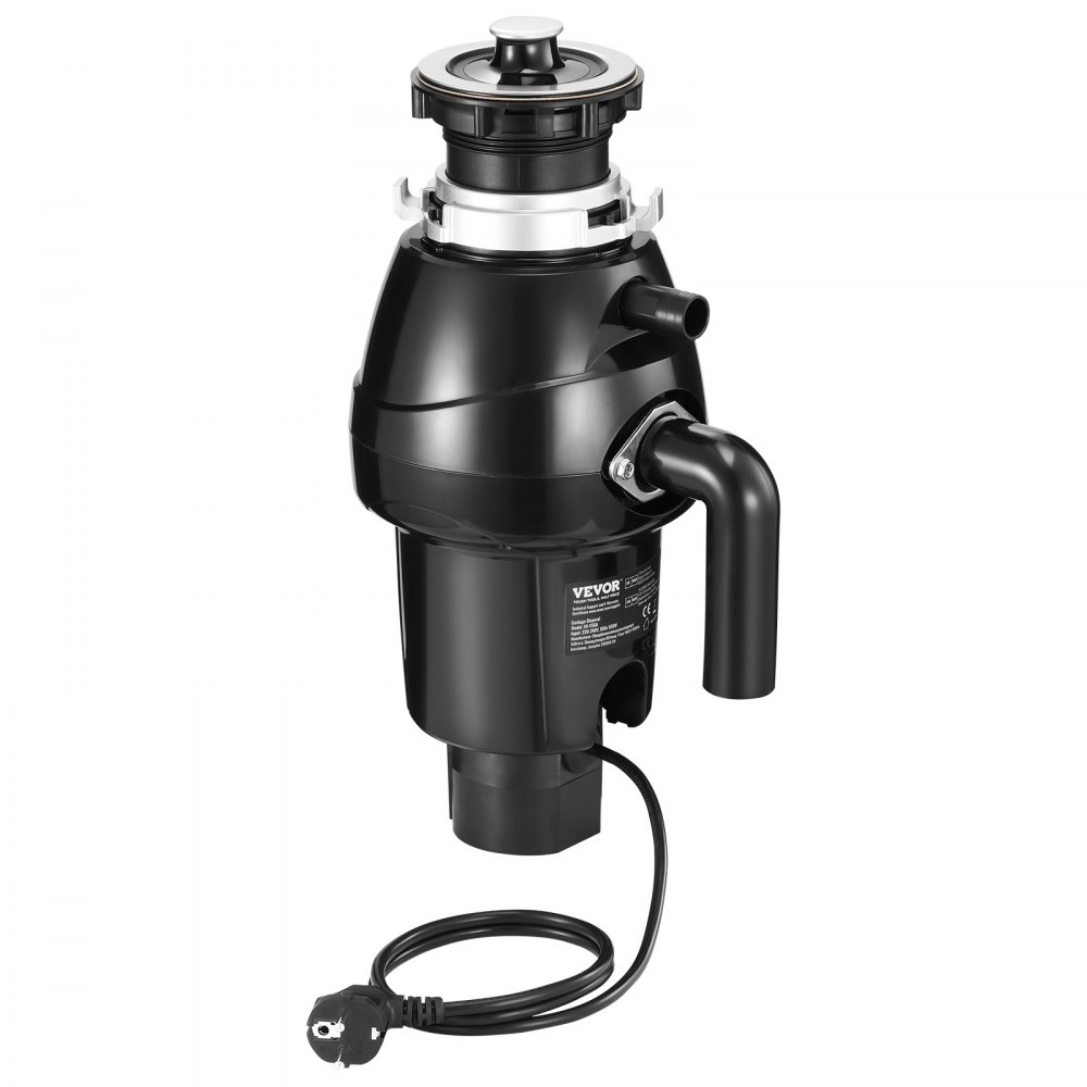 VEVOR Triturador de Basura para Fregadero de Cocina, 3/4 HP, Sistema de Eliminación de Residuos de Alimentos, 3930 RPM, con Cable de Alimentación, para el Hogar, Cocina, 185 x 185 x 395 mm, Negro