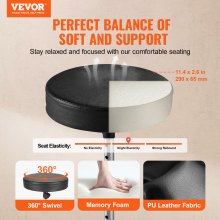 VEVOR Trono de Tambor, 490-585 mm, Altura Ajustable, Asiento Acolchado para Tambor con Pies Antideslizantes, Baquetas 5A, Capacidad Máxima de Peso de 150 kg, Silla de Tambor Giratoria de 360°