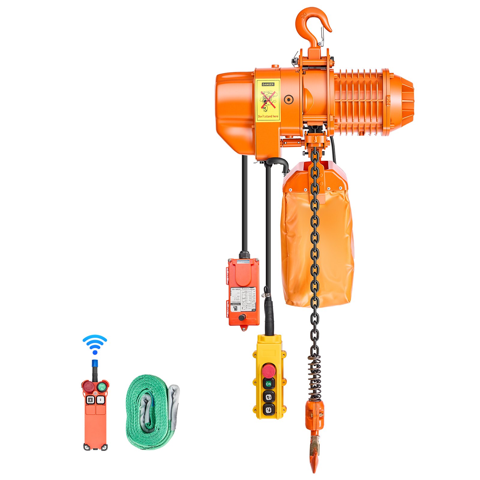 VEVOR Polipasto Eléctrico de Cadena Carga 500 kg, 6 m Altura, Trifásico 480 V, 60 Hz, Doble Velocidad 8,4 y 2,4 m/min, Control Remoto Inalámbrico 100 m, Gancho Giratorio 360° para Taller Motor Garaje