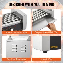 VEVOR Máquina de Rodillos para Perros Calientes de 56 x 25 x 41 cm 50 °C-250 °C