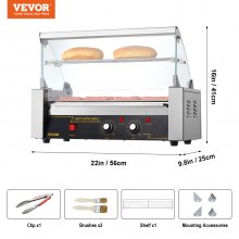 VEVOR Máquina de Rodillos para Perros Calientes de 56 x 25 x 41 cm 50 °C-250 °C