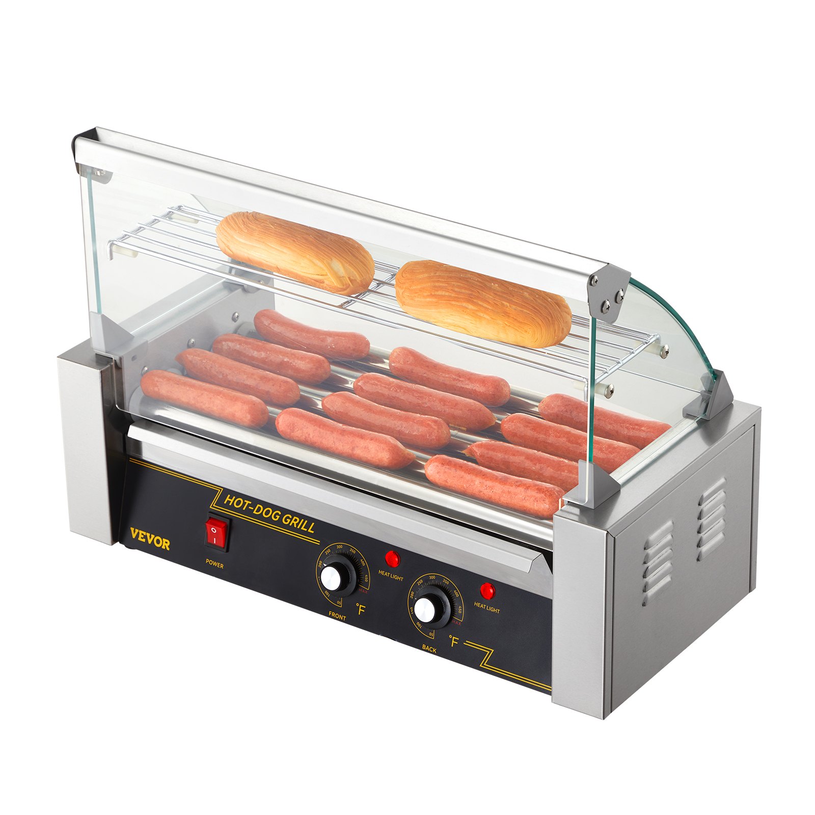 VEVOR Máquina de Rodillos para Perros Calientes de 56 x 25 x 41 cm 50 °C-250 °C