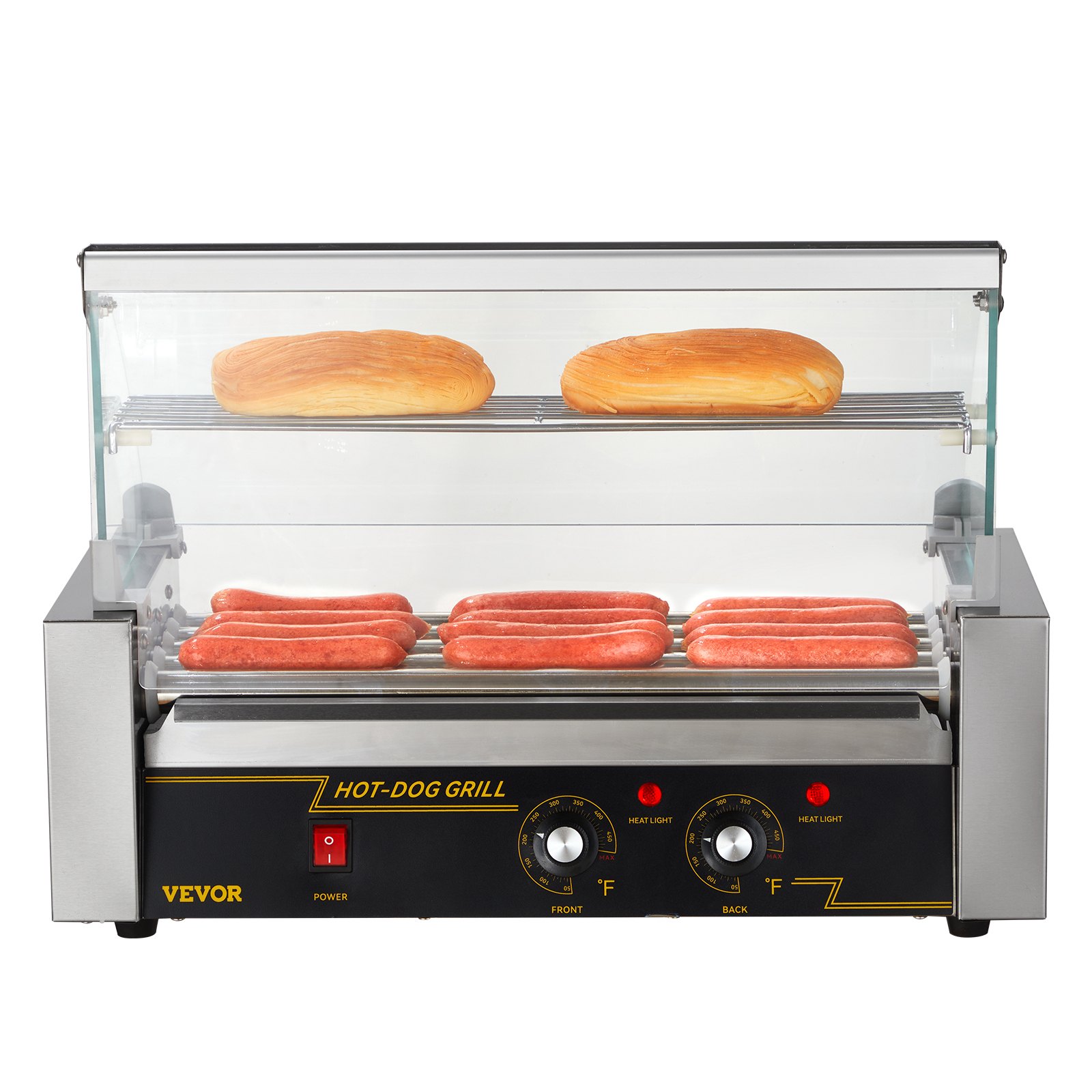 VEVOR Máquina de Rodillos para Perros Calientes de 56 x 25 x 41 cm 50 °C-250 °C