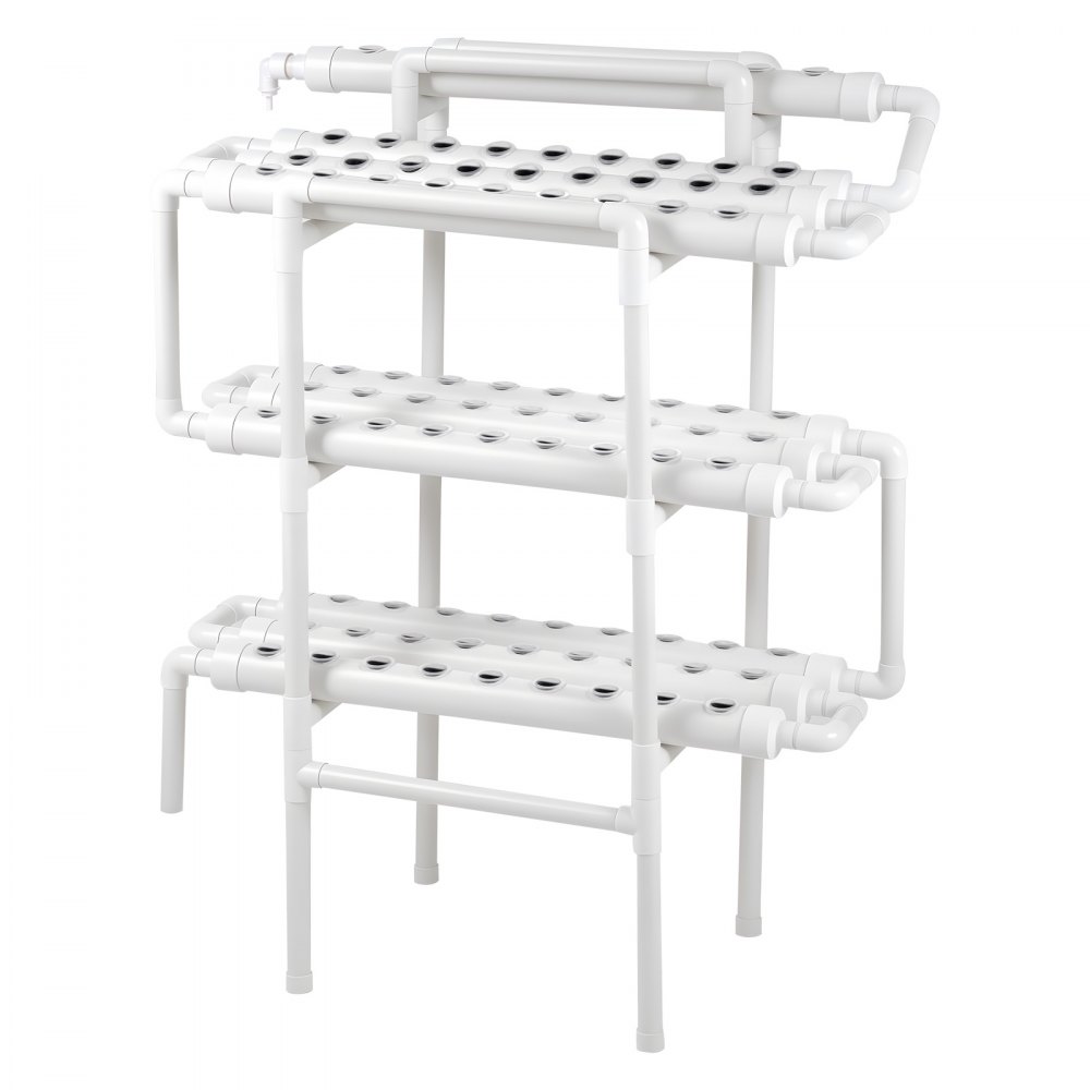 VEVOR Juego de Sistema de Cultivo Hidropónico 3 Niveles y 90 Sitios, con Riego Programado, Tuberías que Bloquean Luz y Sol, Kit de Cultivo para Hortalizas, Frutas, Hierbas sin Tierra en Interiores